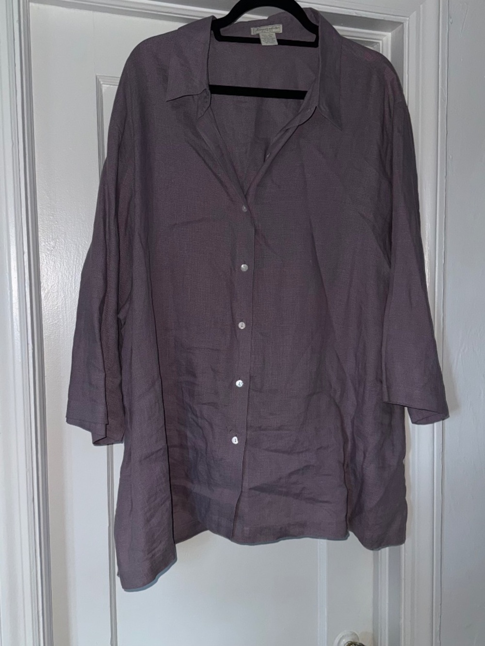 100% Linen Deane & White Woman - 3X Lavender Purple Button Down Top
